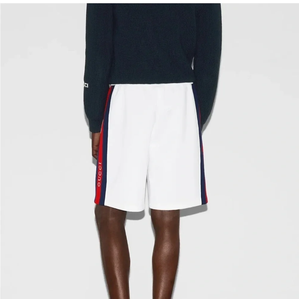 Gucci Neoprene Web Stripe Technical Track Shorts sz M